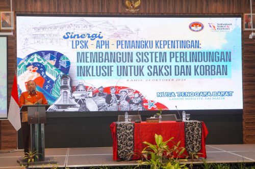 Sekretaris Daerah NTB Lalu Gita Ariadi apreasiasi kegiatan Lembaga Perlindungan Saksi dan Korban (LPSK). (Iba)