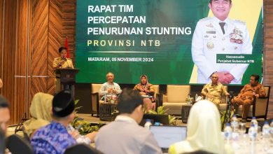 Pj Gubernur NT Hassanudin saat membuka rapat koordinasi percepatan penurunan stunting di Hotel Astoria Mataram, Selasa (05/11). (Iam)