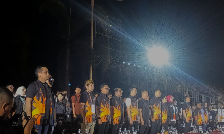 Gubernur NTB Lalu Muhamad Iqbal, bersama Menteri Koordinator Bidang Infrastruktur Dan Pembangunan Kewilayahan Agus Harimurti Yudhoyono (AHY), dan sejumlah menteri, saat menghadiri Opening Ceremony FORNAS VIII NTB. (Fen)