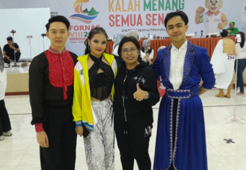 Atlet Line Dance dunia asal Kalimantan Timur, yang tampil di FORNAS VIII NTB 2025. (Fen/Ist)
