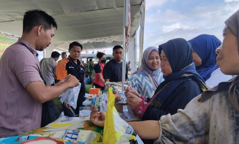 Kondisi kegiatan Gerakan Pangan Murah (GPM) yang digelar Pemerintah Provinsi Nusa Tenggara Barat (NTB).(Fen/Ist)