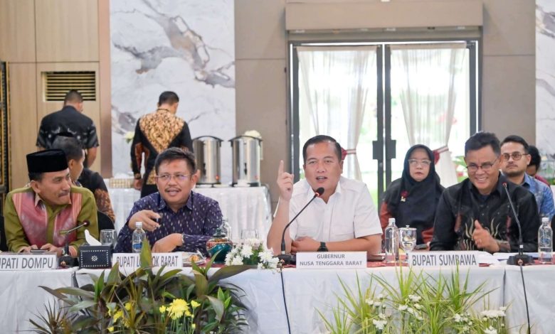 Gubernur NTB Lalu Muhamad Iqbal (Baju Putih) saat berdialog dengan DPR RI dipendopo Gubernur NTB. (Fen/Ist)